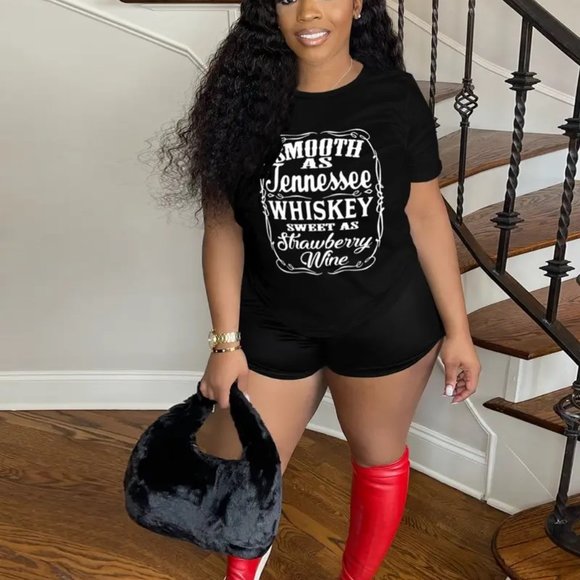 Black Smooth as Tennessee Whiskey Short Sleeve Tee Shirt - Picture 1 of 4